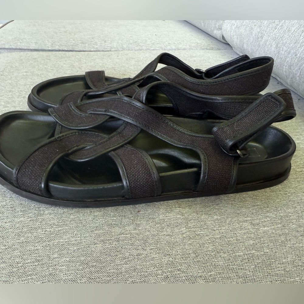 TOTEME canvas leather chunky sandals - Picture 5 of 9